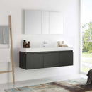 Fresca Mezzo 60" Black Wall Hung Single Sink Modern Bathroom Vanity with Medicine Cabinet 2