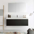 Fresca Mezzo 60" Black Wall Hung Single Sink Modern Bathroom Vanity with Medicine Cabinet 3