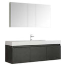 Fresca Mezzo 60" Black Wall Hung Single Sink Modern Bathroom Vanity with Medicine Cabinet