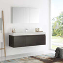 Fresca Mezzo 60" Gray Oak Wall Hung Single Sink Modern Bathroom Vanity with Medicine Cabinet 2
