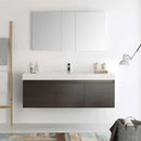 Fresca Mezzo 60" Gray Oak Wall Hung Single Sink Modern Bathroom Vanity with Medicine Cabinet 3