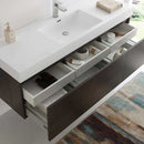 Fresca Mezzo 60" Gray Oak Wall Hung Single Sink Modern Bathroom Vanity with Medicine Cabinet 5