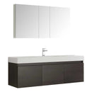Fresca Mezzo 60" Gray Oak Wall Hung Single Sink Modern Bathroom Vanity with Medicine Cabinet