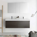Fresca Mezzo 60" Gray Oak Wall Hung Double Sink Modern Bathroom Vanity with Medicine Cabinet 3