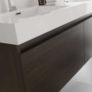 Fresca Mezzo 60" Gray Oak Wall Hung Double Sink Modern Bathroom Vanity with Medicine Cabinet 4