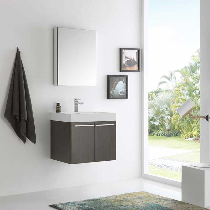Fresca Alto 23" Gray Oak Wall Hung Modern Bathroom Vanity with Medicine Cabinet 2