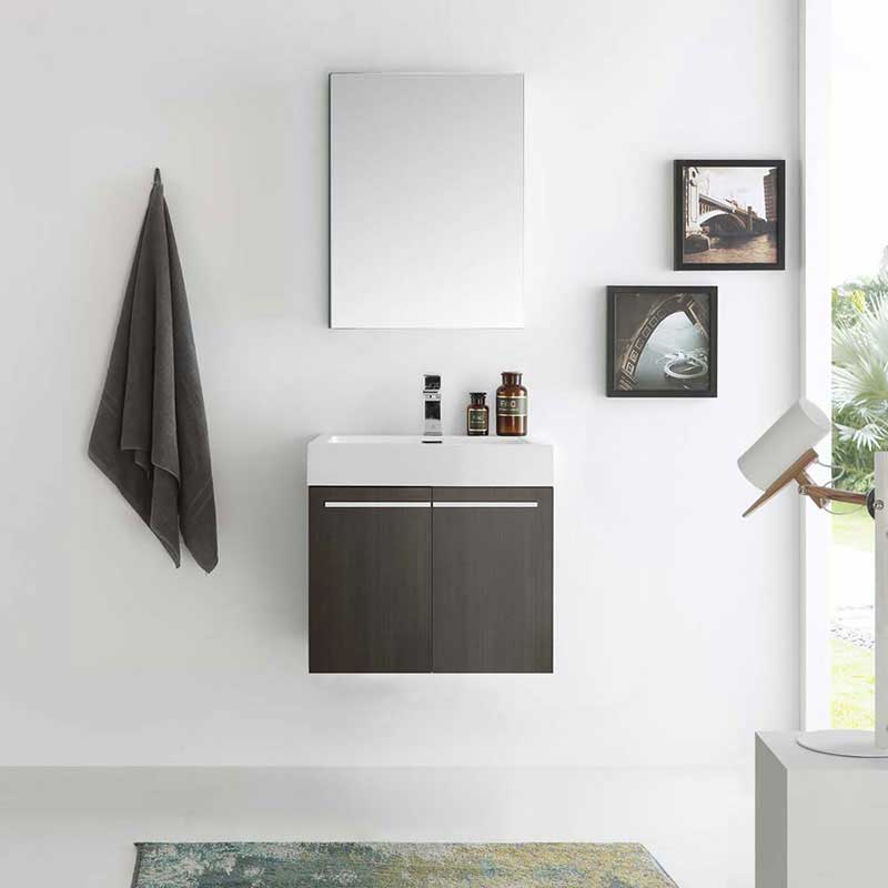 Fresca Alto 23" Gray Oak Wall Hung Modern Bathroom Vanity with Medicine Cabinet 3