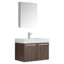 Fresca Vista 30" Walnut Wall Hung Modern Bathroom Vanity with Medicine Cabinet
