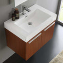 Fresca Vista 30" Teak Wall Hung Modern Bathroom Vanity with Medicine Cabinet 6