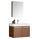Fresca Vista 30" Teak Wall Hung Modern Bathroom Vanity with Medicine Cabinet