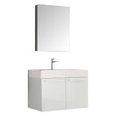 Fresca Vista 30" White Wall Hung Modern Bathroom Vanity with Medicine Cabinet