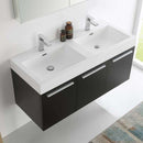 Fresca Vista 48" Black Wall Hung Double Sink Modern Bathroom Vanity with Medicine Cabinet 6
