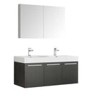 Fresca Vista 48" Black Wall Hung Double Sink Modern Bathroom Vanity with Medicine Cabinet