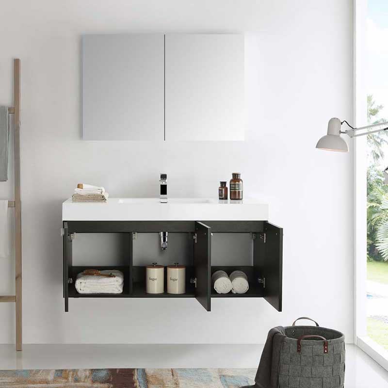 Fresca Vista 48" Black Wall Hung Modern Bathroom Vanity with Medicine Cabinet 4