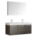 Fresca Vista 48" Gray Oak Wall Hung Double Sink Modern Bathroom Vanity with Medicine Cabinet