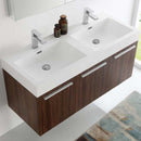Fresca Vista 48" Walnut Wall Hung Double Sink Modern Bathroom Vanity with Medicine Cabinet 5