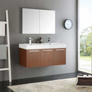 Fresca Vista 48" Teak Wall Hung Double Sink Modern Bathroom Vanity with Medicine Cabinet 2