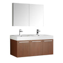 Fresca Vista 48" Teak Wall Hung Double Sink Modern Bathroom Vanity with Medicine Cabinet