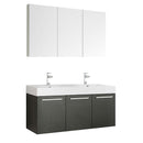 Fresca Vista 60" Black Wall Hung Double Sink Modern Bathroom Vanity with Medicine Cabinet