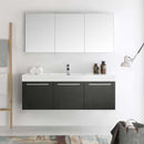 Fresca Vista 60" Black Wall Hung Single Sink Modern Bathroom Vanity with Medicine Cabinet 3