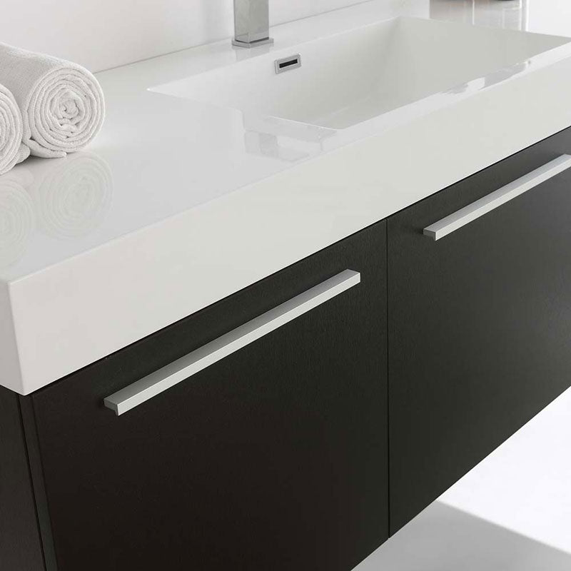 Fresca Vista 60" Black Wall Hung Single Sink Modern Bathroom Vanity with Medicine Cabinet 5