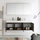 Fresca Vista 60" Gray Oak Wall Hung Double Sink Modern Bathroom Vanity with Medicine Cabinet 4