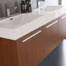 Fresca Vista 60" Teak Wall Hung Double Sink Modern Bathroom Vanity with Medicine Cabinet 5