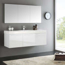 Fresca Vista 60" White Wall Hung Single Sink Modern Bathroom Vanity with Medicine Cabinet 2