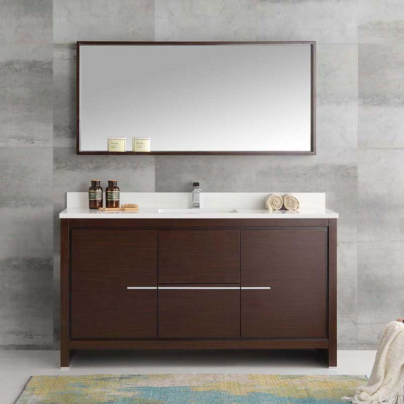 Fresca Allier 60" Wenge Brown Modern Single Sink Bathroom Vanity with Mirror 3
