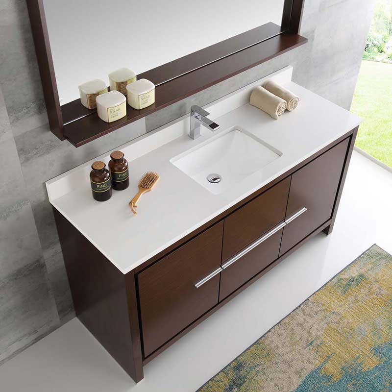 Fresca Allier 60" Wenge Brown Modern Single Sink Bathroom Vanity with Mirror 6