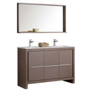 Fresca Allier 48" Gray Oak Modern Double Sink Bathroom Vanity with Mirror