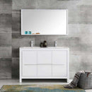 Fresca Allier 48" White Modern Double Sink Bathroom Vanity with Mirror 3
