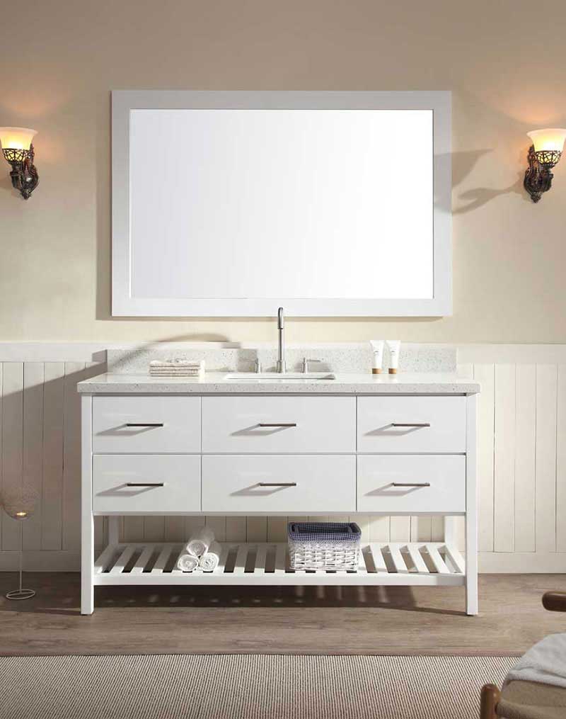 Ariel Bath Shakespeare 61" Single Sink Vanity Set in White