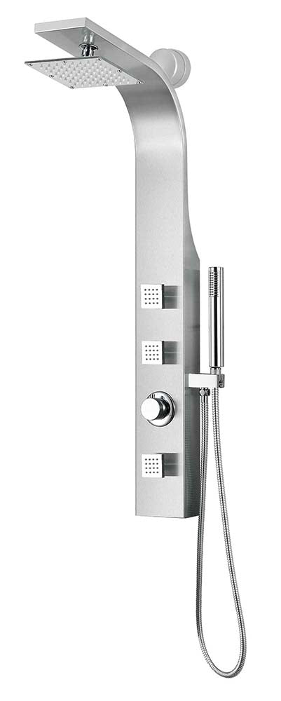 Anzzi Sans 40 in. Full Body Shower Panel with Heavy Rain Shower and Spray Wand in Brushed Steel SP-AZ077
