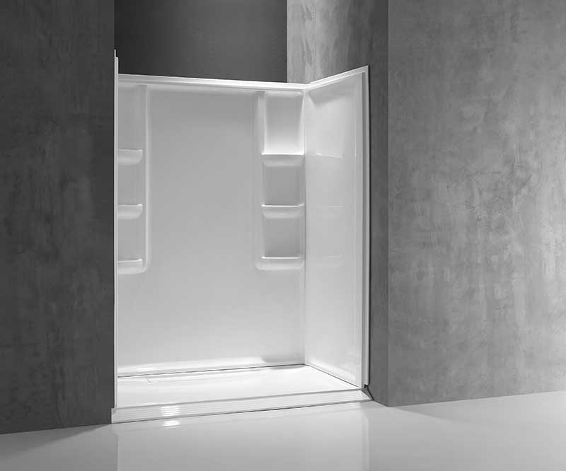 Anzzi Vasu 60 in. x 36 in. x 74 in. 3-piece DIY Friendly Alcove Shower Surround in White