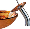 Anzzi Stanza Series Deco-Glass Vessel Sink in Lustrous Brown with Matching Chrome Waterfall Faucet 9