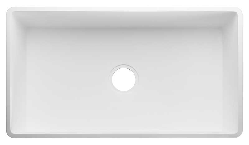 Anzzi Roine Farmhouse Reversible Apron Front Solid Surface 36 in. Single Basin Kitchen Sink in White K-AZ226-1A 6