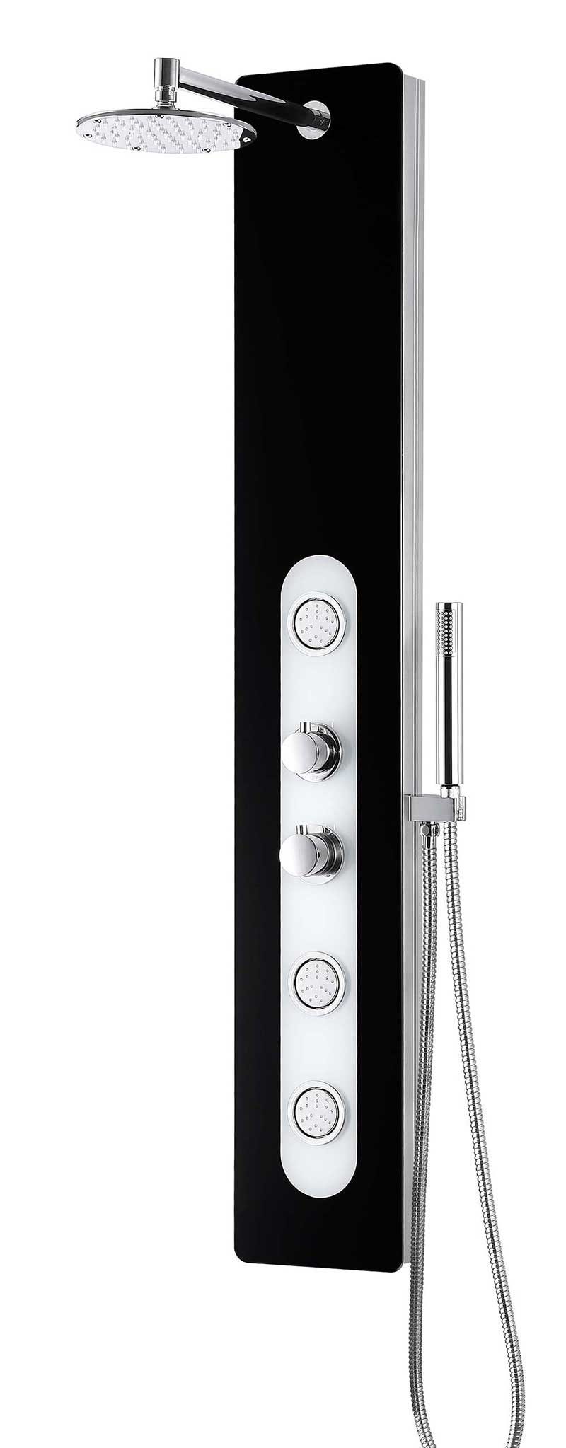 Anzzi LANDE Series 56 in. Full Body Shower Panel System with Heavy Rain Shower and Spray Wand in Black
