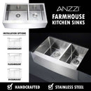 Anzzi ELYSIAN Farmhouse Stainless Steel 36 in. Double Bowl Kitchen Sink and Faucet Set with Soave Faucet in Oil Rubbed Bronze 9