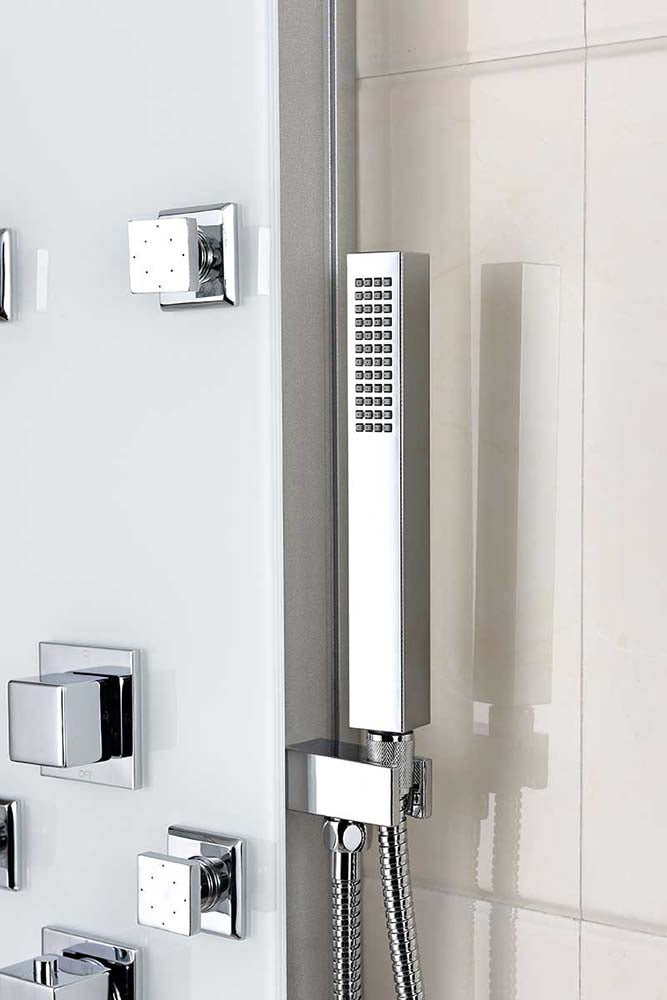 Anzzi Rhaus 60 in. 6-Jetted Full Body Shower Panel with Heavy Rain Shower and Spray Wand in White SP-AZ029 15