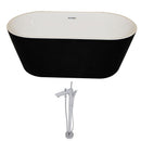 Anzzi Dualita 5.4 ft. Acrylic Freestanding Non-Whirlpool Bathtub in Black and Kase Series Faucet in Chrome