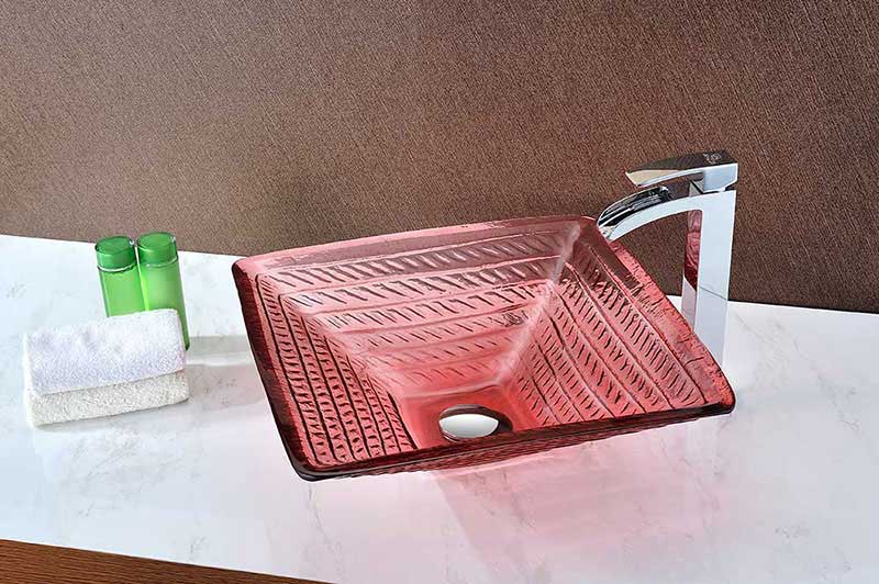 Anzzi Ritmo Series Deco-Glass Vessel Sink in Lustrous Translucent Red 8