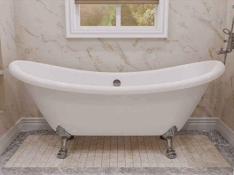 Anzzi 69.29” Belissima Double Slipper Acrylic Claw Foot Tub in White FT-CF130LXFT-CH 2