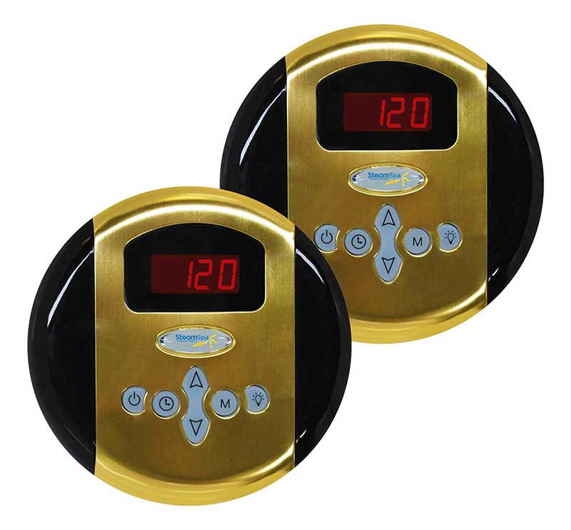 SteamSpa Programmable Dual Control Panels in Polished Gold
