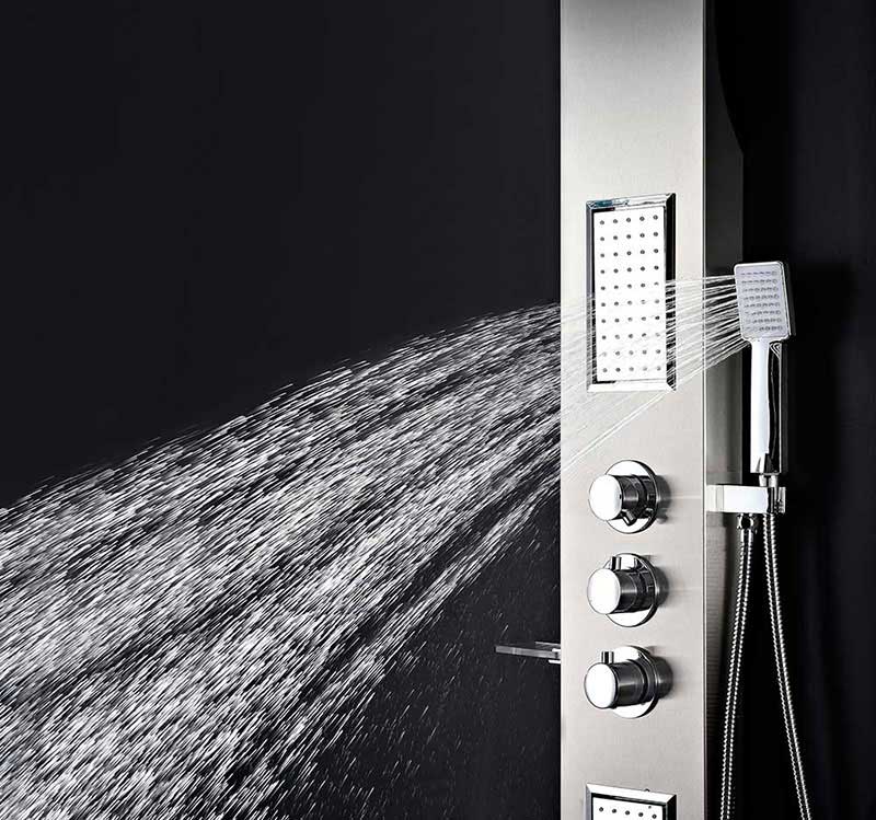 Anzzi FIELD Series 58 in. Full Body Shower Panel System with Heavy Rain Shower and Spray Wand in Brushed Steel 7