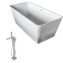 Anzzi Cenere 4.9 ft. Man-Made Stone Freestanding Non-Whirlpool Bathtub in Matte White and Dawn Series Faucet in Chrome