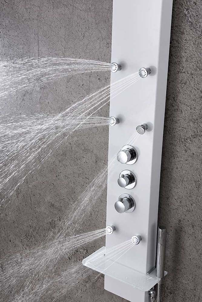 Anzzi Panther 60 in. 6-Jetted Full Body Shower Panel with Heavy Rain Shower and Spray Wand in White SP-AZ8088 3
