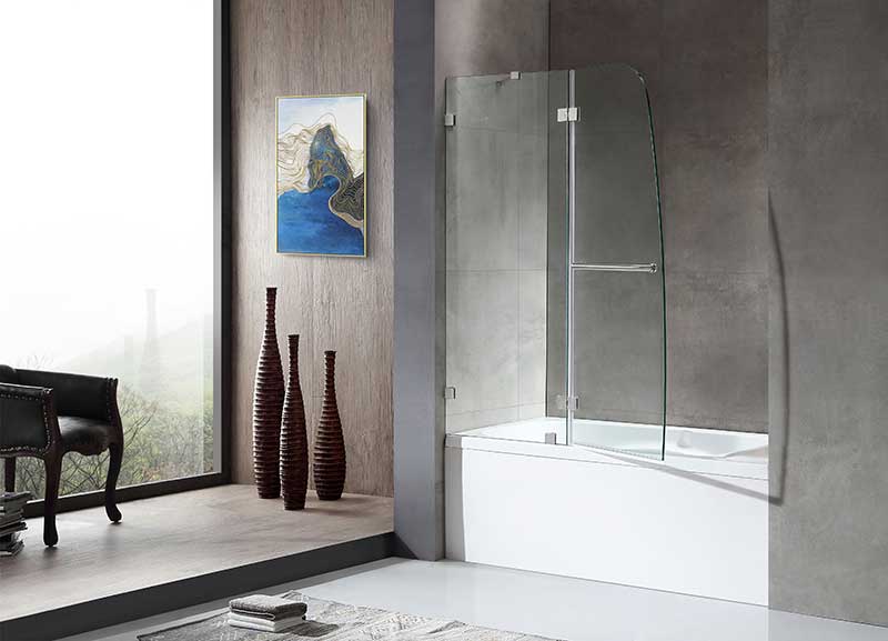 Anzzi Pacific Series 48 in. by 58 in. Frameless Hinged Tub Door in Brushed Nickel SD-AZ8076-01BN 3