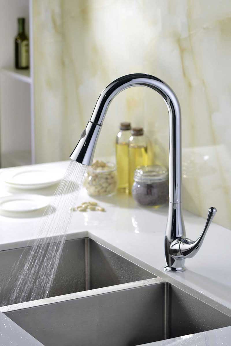 Anzzi Singer Pull Down Single Handle Kitchen Faucet in Polished Chrome 5