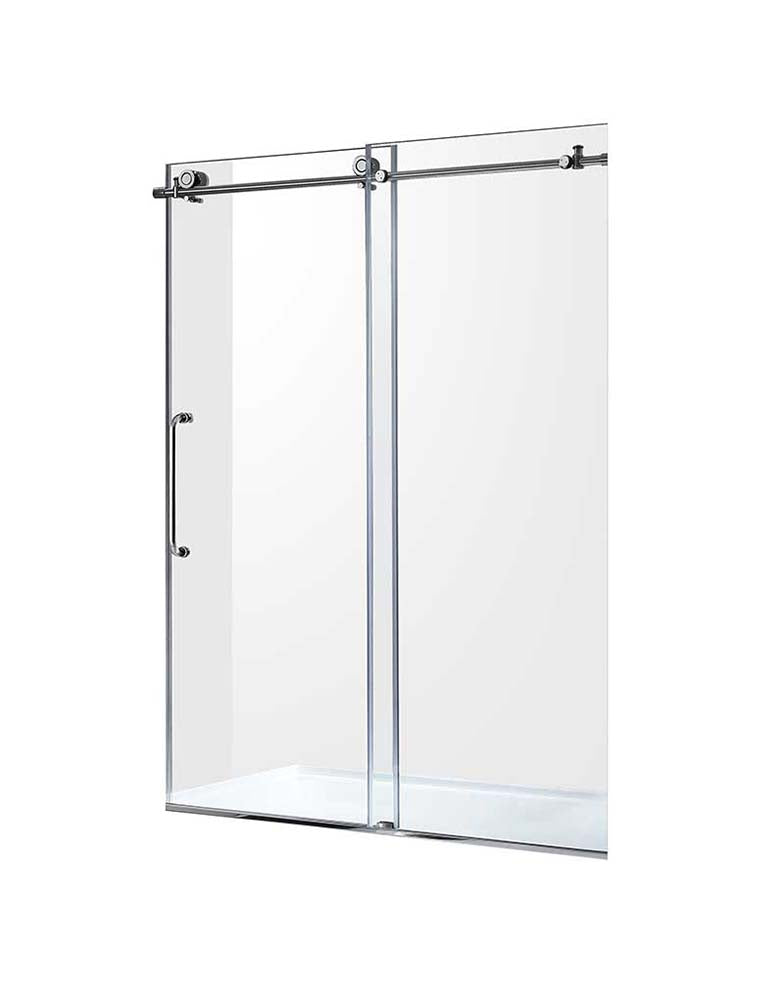 Anzzi Leon Series 60 in. by 76 in. Frameless Sliding Shower Door in Brushed Nickel with Handle SD-AZ8077-02CH 5